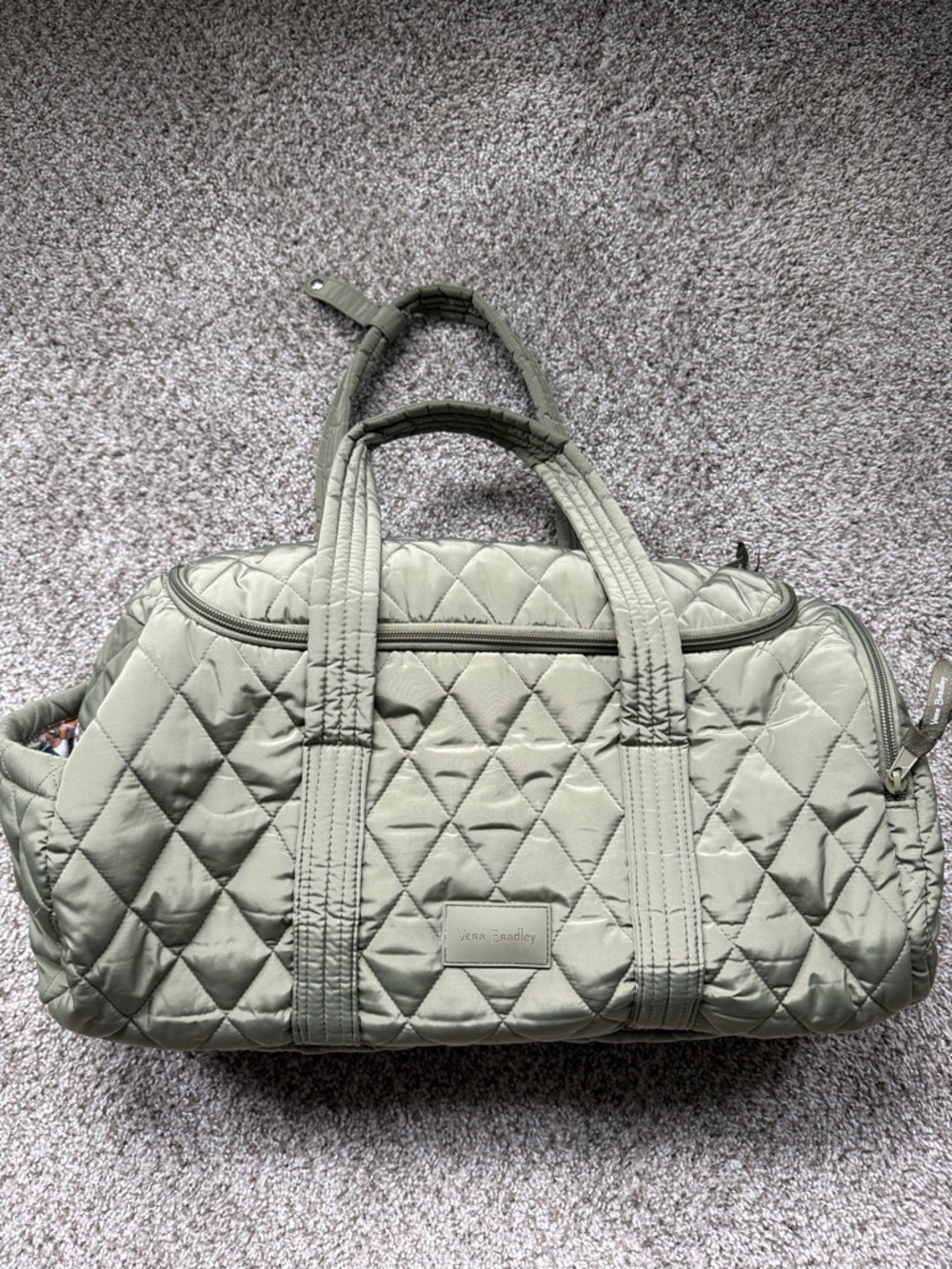 Vera Bradley Quilted Olive Green Travel Duffel